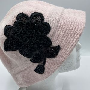 AUGUST HAT CO Womens Pink Floral Applique Melton Acrylic Cloche